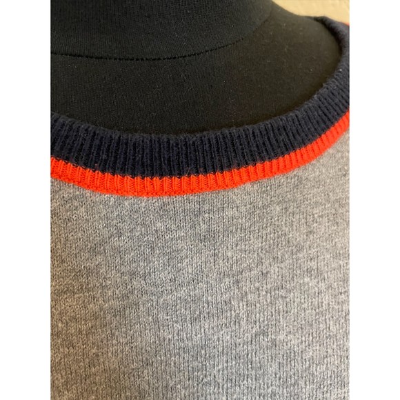 JCP Gray sweater -Navy and Orange Trim - Sz M - Picture 4 of 10